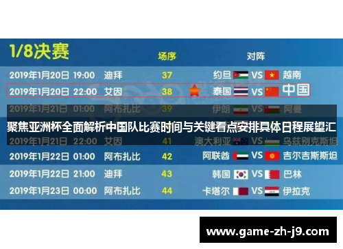 聚焦亚洲杯全面解析中国队比赛时间与关键看点安排具体日程展望汇 聚焦亚洲杯全面解析中国队比赛时间与关键看点安排具体日程展望汇